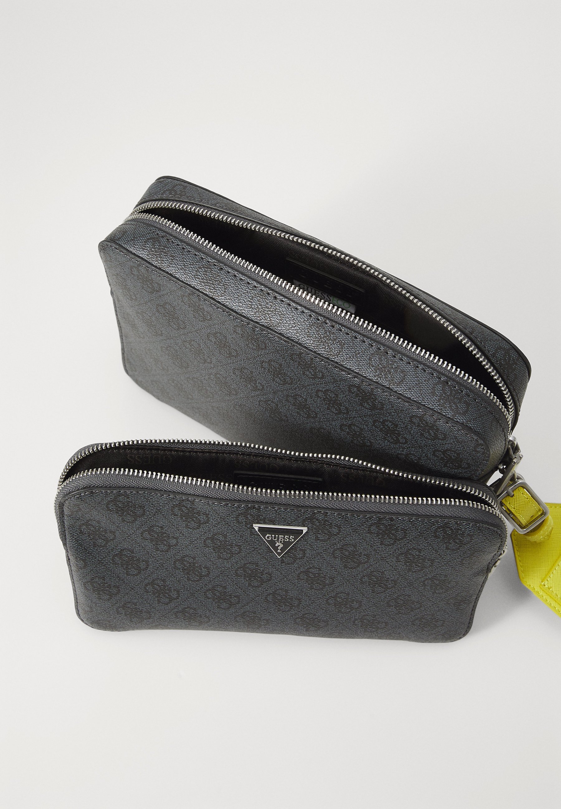 Guess MILANO DOUBLE CROSSBODY - Torebka typu crossbody - czarno-limonkowa
