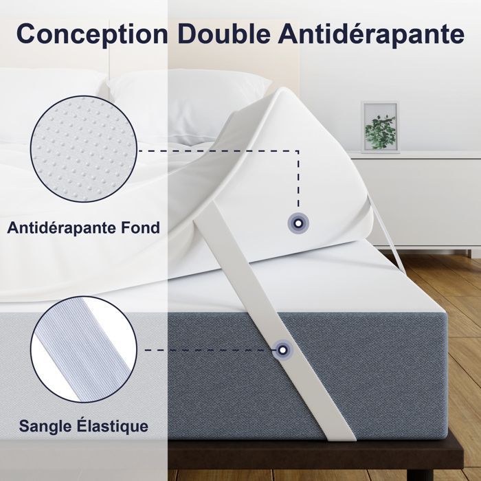 Cubrecolchón CASABEL Comfort de 180 x 200 cm, microfibra transpirable, antideslizante con bandas elásticas - Relleno de 800 g
