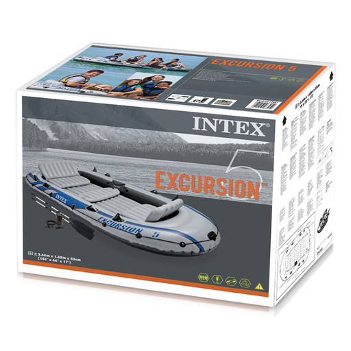  Intex Excursion 5 Inflatable Boat with 2 Oars 366 x 168 x 43 cm