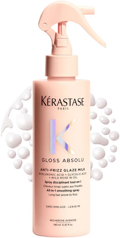 Kérastase Gloss Absolu Anti-Frizz Glaze Milk nenuplaunamas purškiklis blizgesiui ir švelnumui