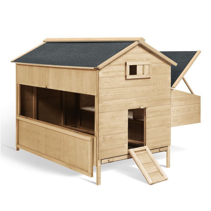 IDMARKET Poulailler chalet XXL pour poules avec pondoir en bois