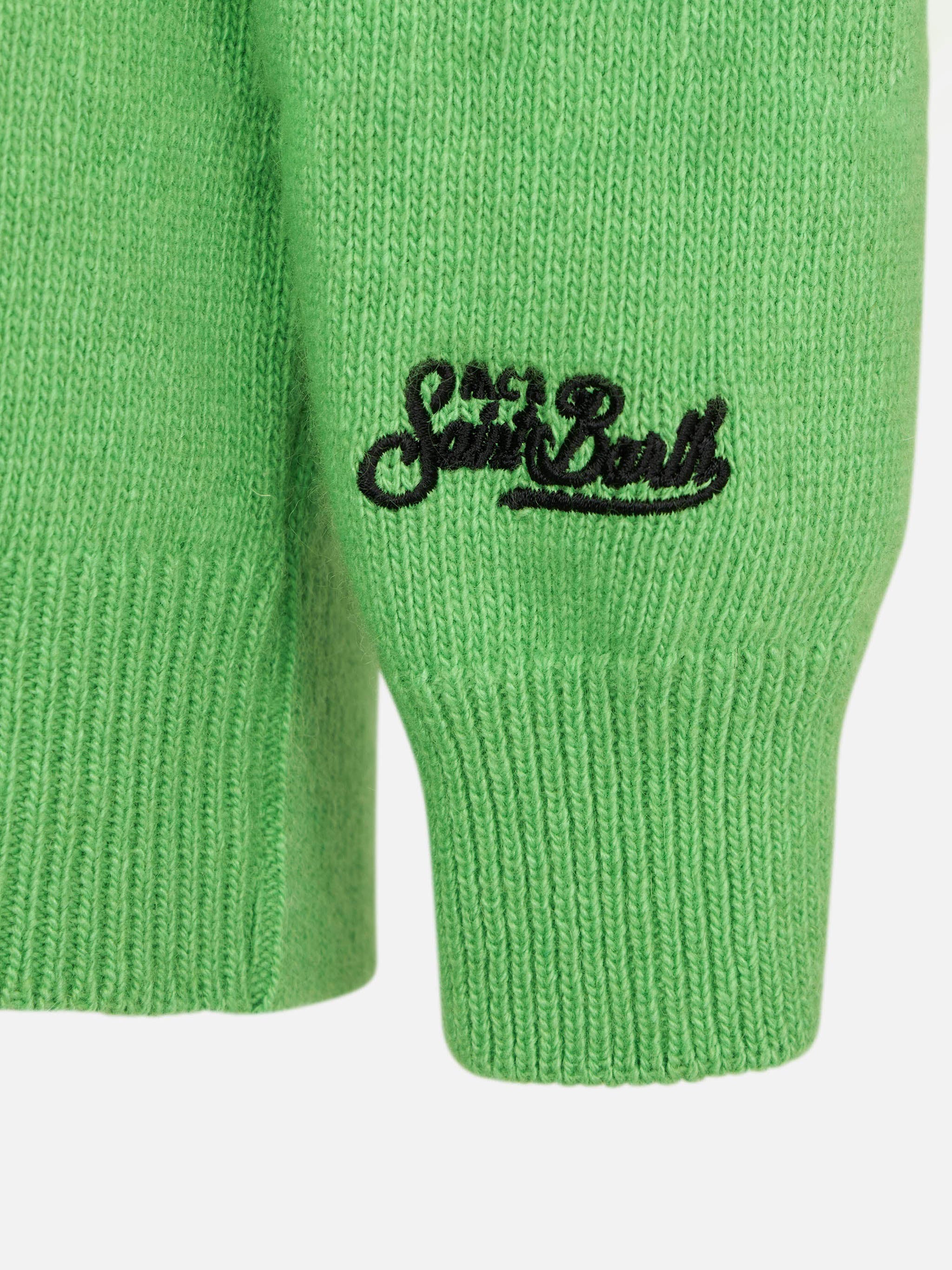 Pull enfant vert fluo avec inscription Off-Piste