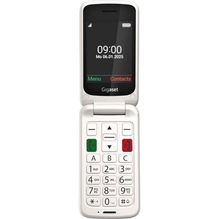 Gigaset GL595 Mobiltelefon mit SOS-Taste, spritzwassergeschützt, staubdicht, Weiß