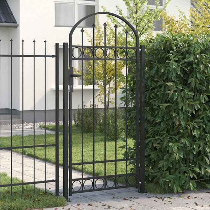 RUIG* CHIC Entrance Gate Garden Gate - KENNETH - Grey Fence Gate 102 x 200 cm Steel 764063