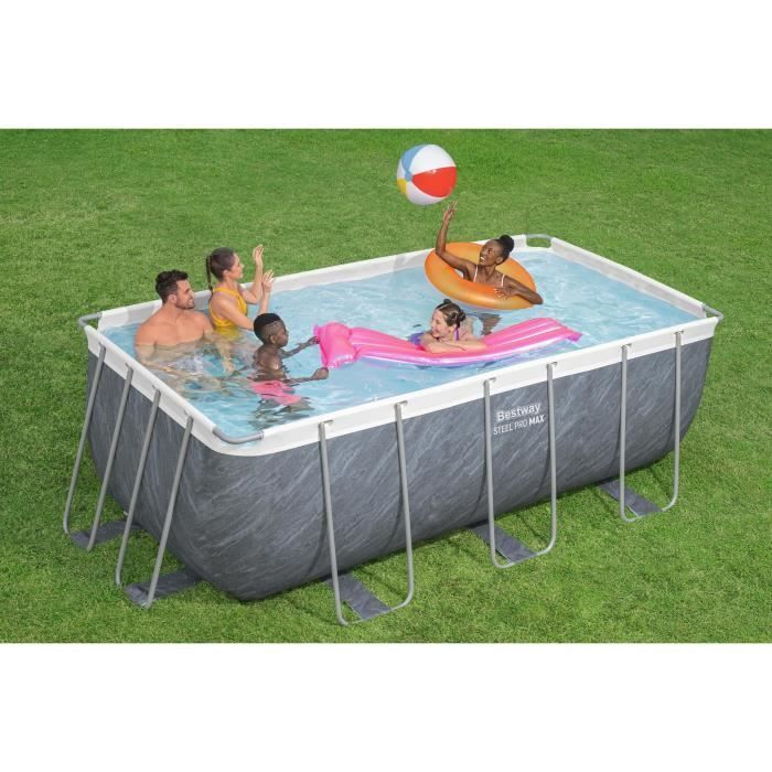 Kit piscina tubolare fuori terra BESTWAY - Steel Pro Max - 412 x 201 x 122 cm - Rettangolare (filtro a cartuccia, scaletta, 1 cartuccia)