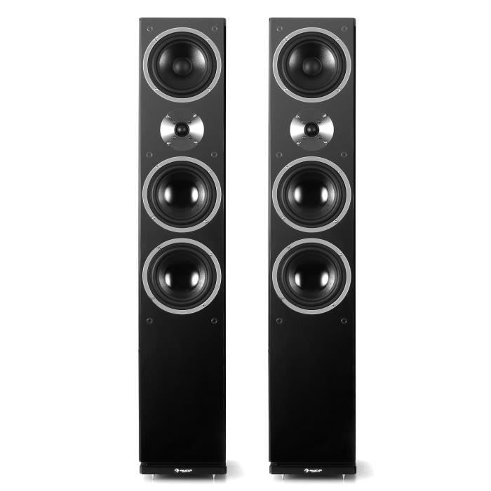 auna Linie-600-BK - Coppia di diffusori da pavimento passivi a 3 vie bass-reflex, 140 W RMS - neri