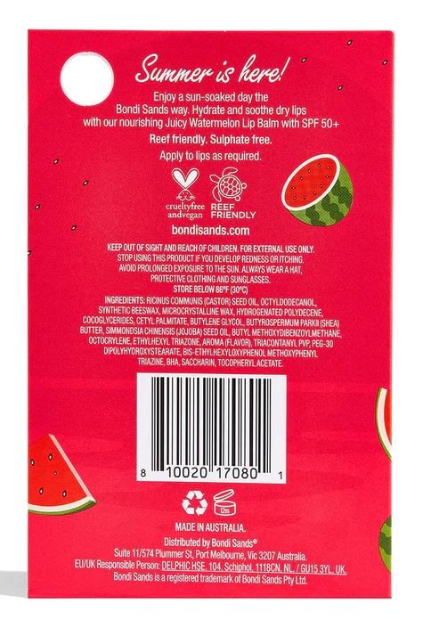 Balzam za usne s mirisom lubenice SPF50 Balzami za usne, hidratantne kreme i njega