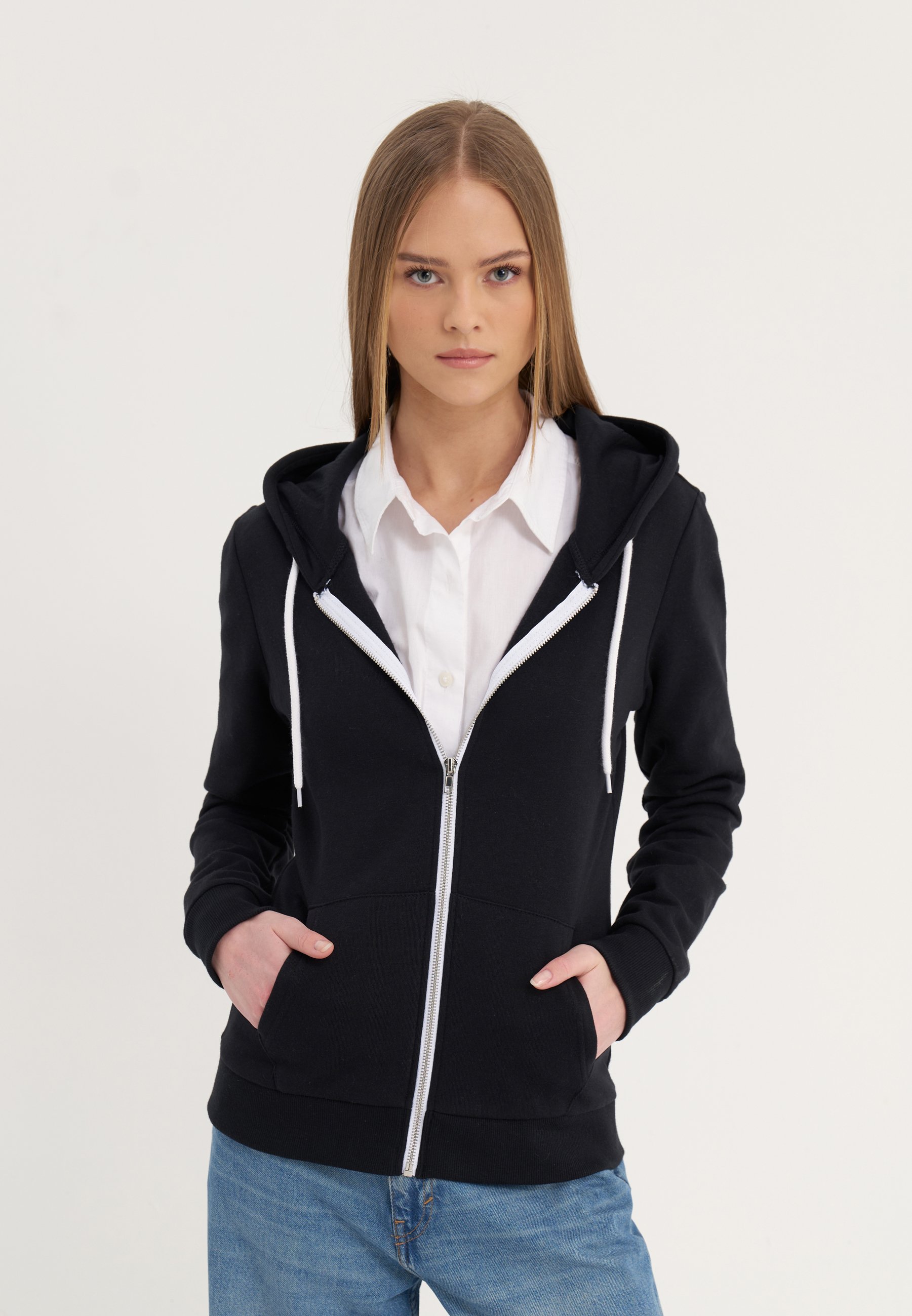 Even&Odd sweatshirt met rits - zwart