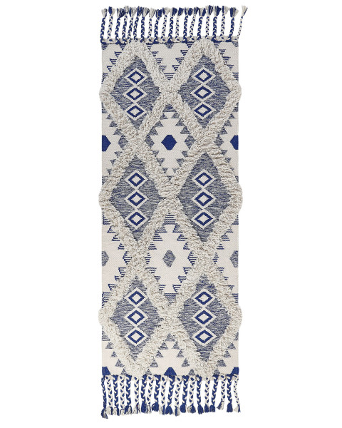 Dywan chodnik 80x200 cm beżowo-niebieski