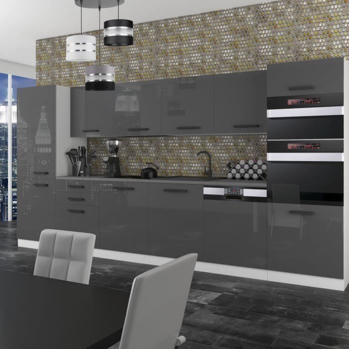 Cucina completa - B BELINI GROUP - NAOMI - 360 cm - Argento lucido - Design contemporaneo