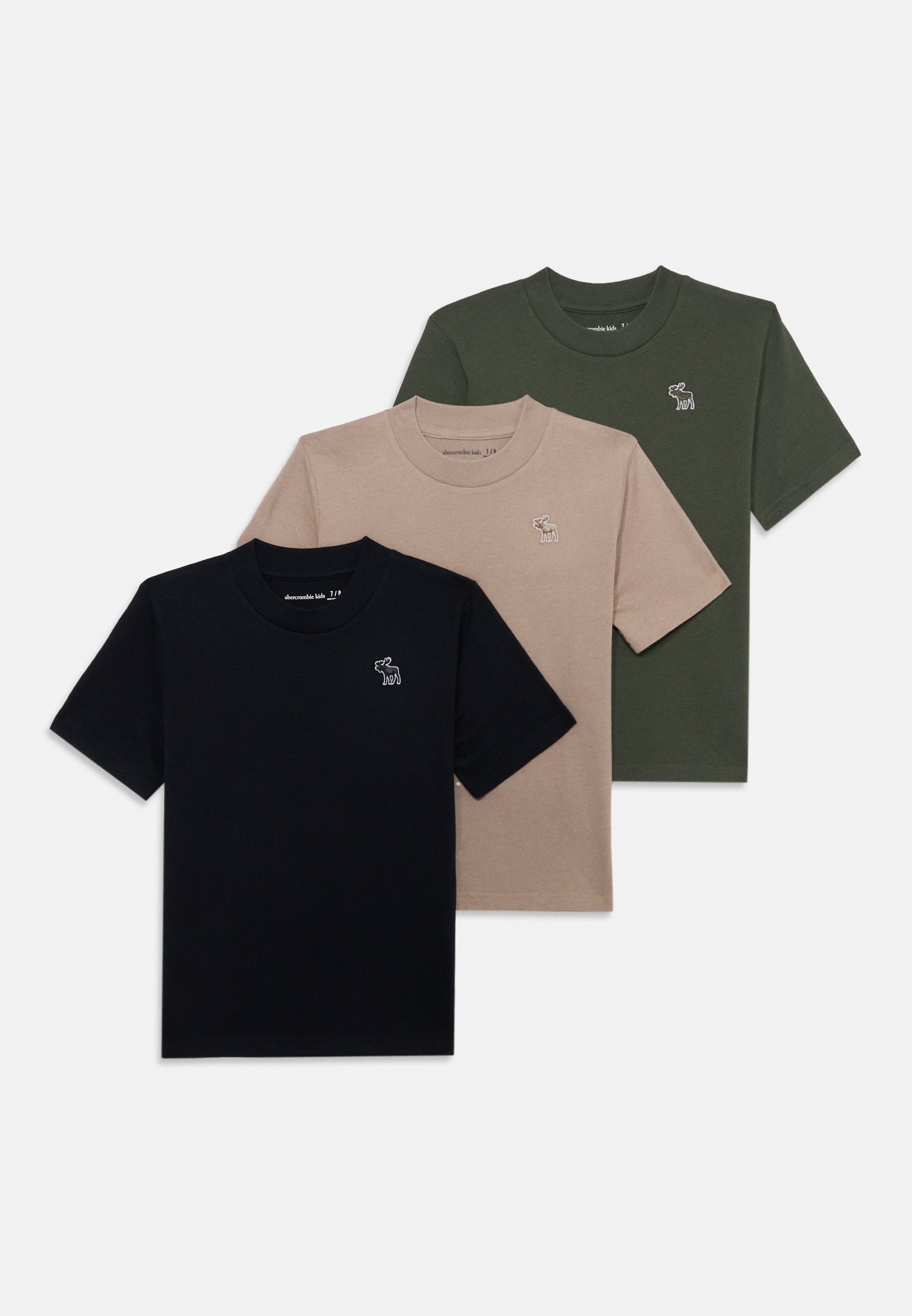 Abercrombie & Fitch TEE 3 PACK - Koszulka basic - tymianek