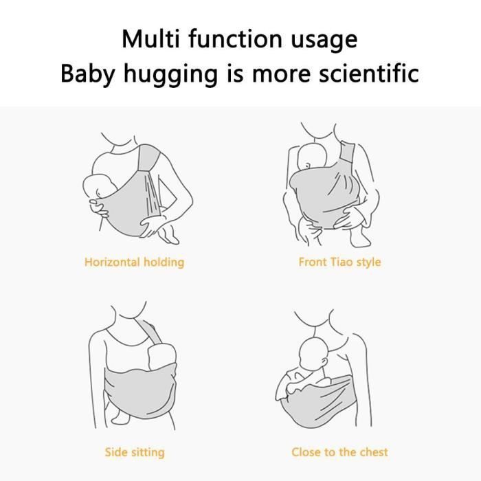 Mxzzand Porte-bébé Sling Écharpe de transport pour bébé, porte-bébé Portable en coton doux, hamac pour nouveau-né puericulture set