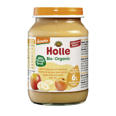 Holle purkki omena-/banaani-/aprikoosipyreetä 190g 190g