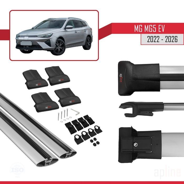Compatibile con MG 5 EV 2022-2026 Modello FLY Barre portapacchi da tetto per auto Portabagagli in alluminio grigio 2 barre