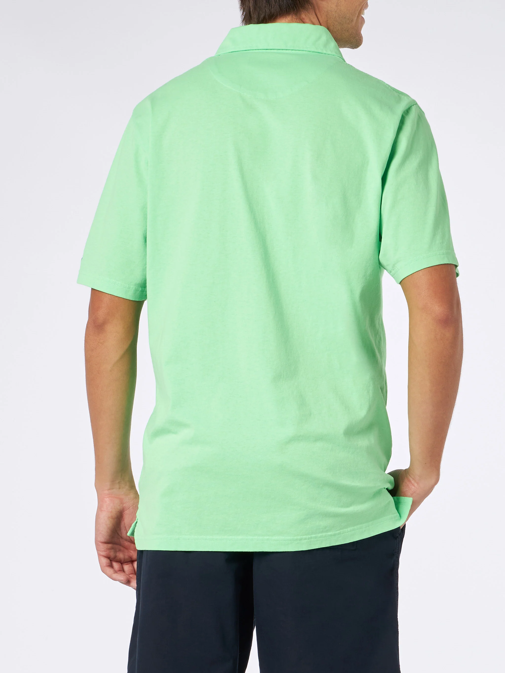 Groen katoenen poloshirt voor heren
