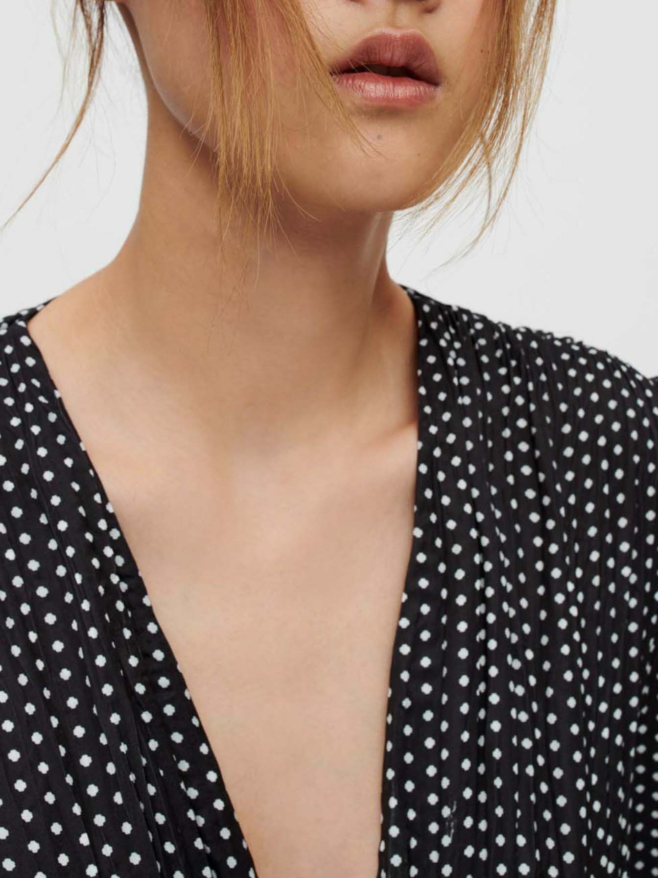 Top din satin cu imprimeu de trifoi și buline Mini Clover-Pois
