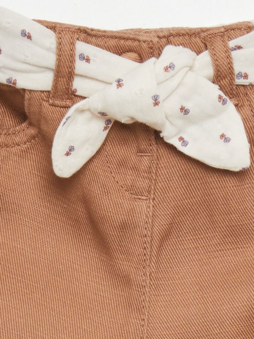 Pantalones tipo paperbag - MARRÓN