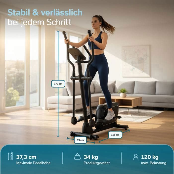 Skandika Fint P8-R Connected Elliptical Trainer - 32 Resistance Levels - 22 Programs - Max. 120 kg