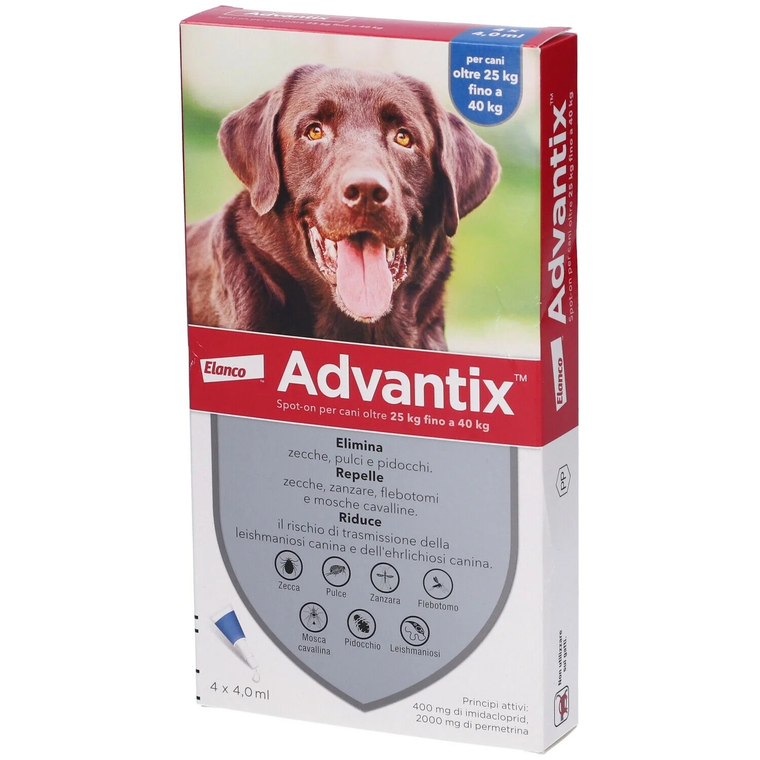 ADVANTIX Advantix Spoton 4 pipettes bleues 25 40 kg