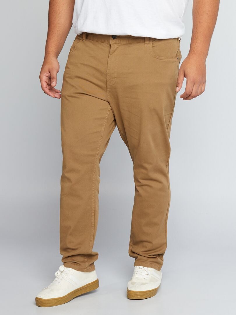 Calça ajustada com 5 bolsos, tamanho L34 - marrom