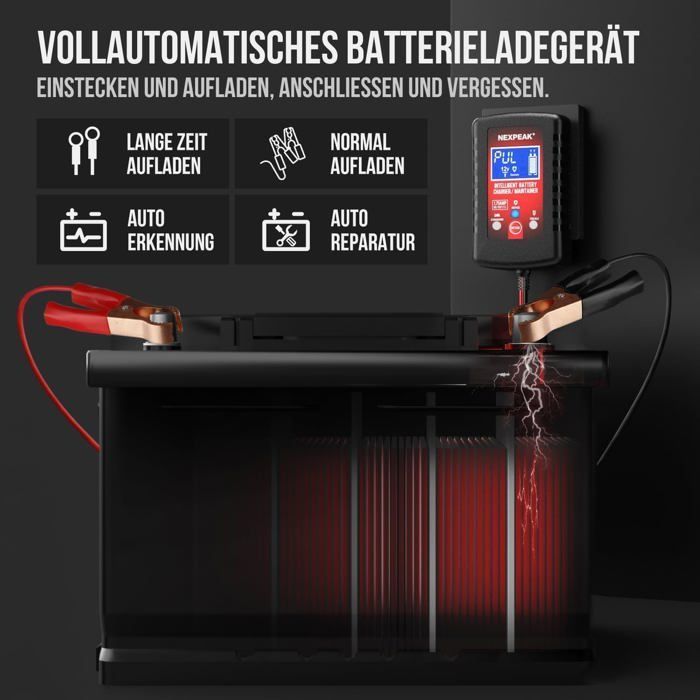 Cargador de baterías - NETBOAT - 6/12 V - 2 A - Mantenedor de baterías - Universal