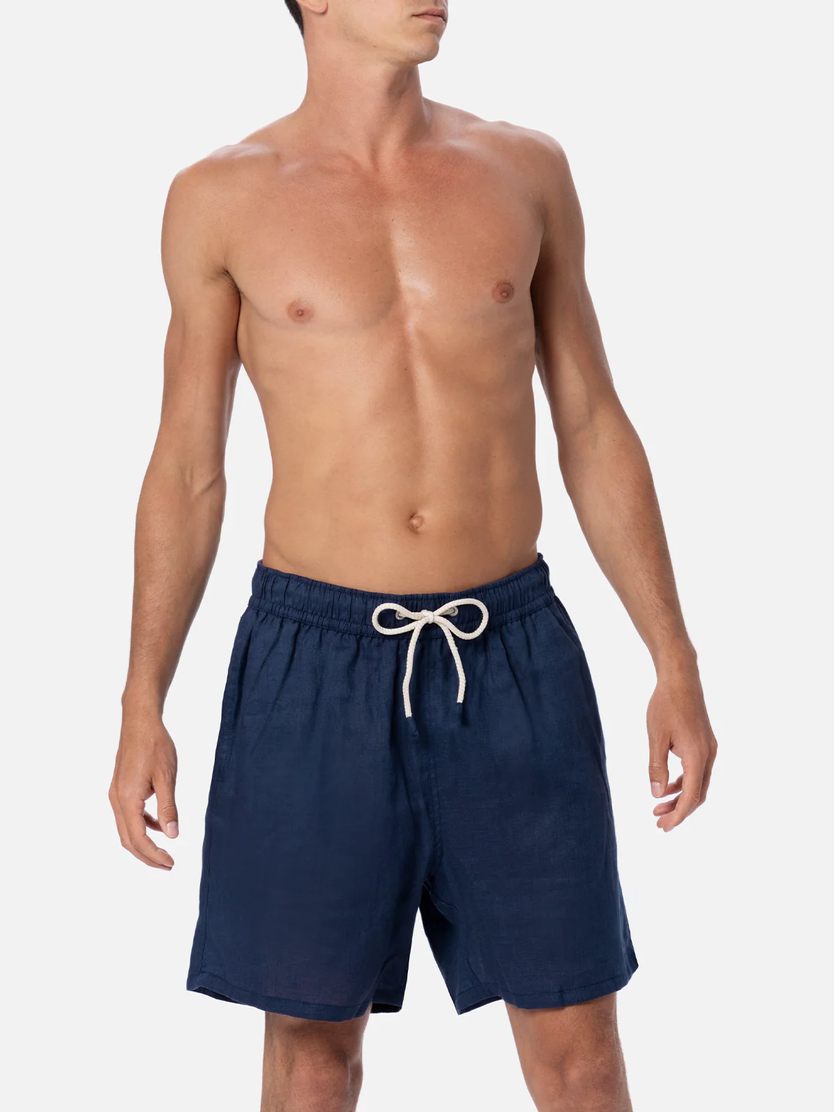Gustavia mid-length marineblauwe linnen zwemkleding