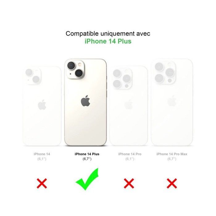 EVETANE schokbestendige hoes met MagSafe, compatibel met iPhone 14 Plus, transparant + 2 schermbeschermers