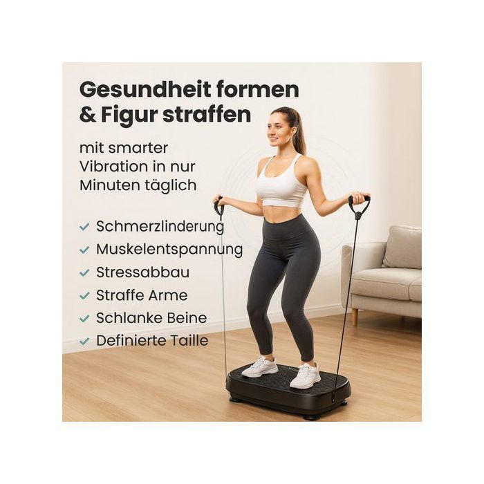 Plataforma vibratoria Homefire negra con 199 velocidades, capacidad de carga máxima de 150/200 kg.