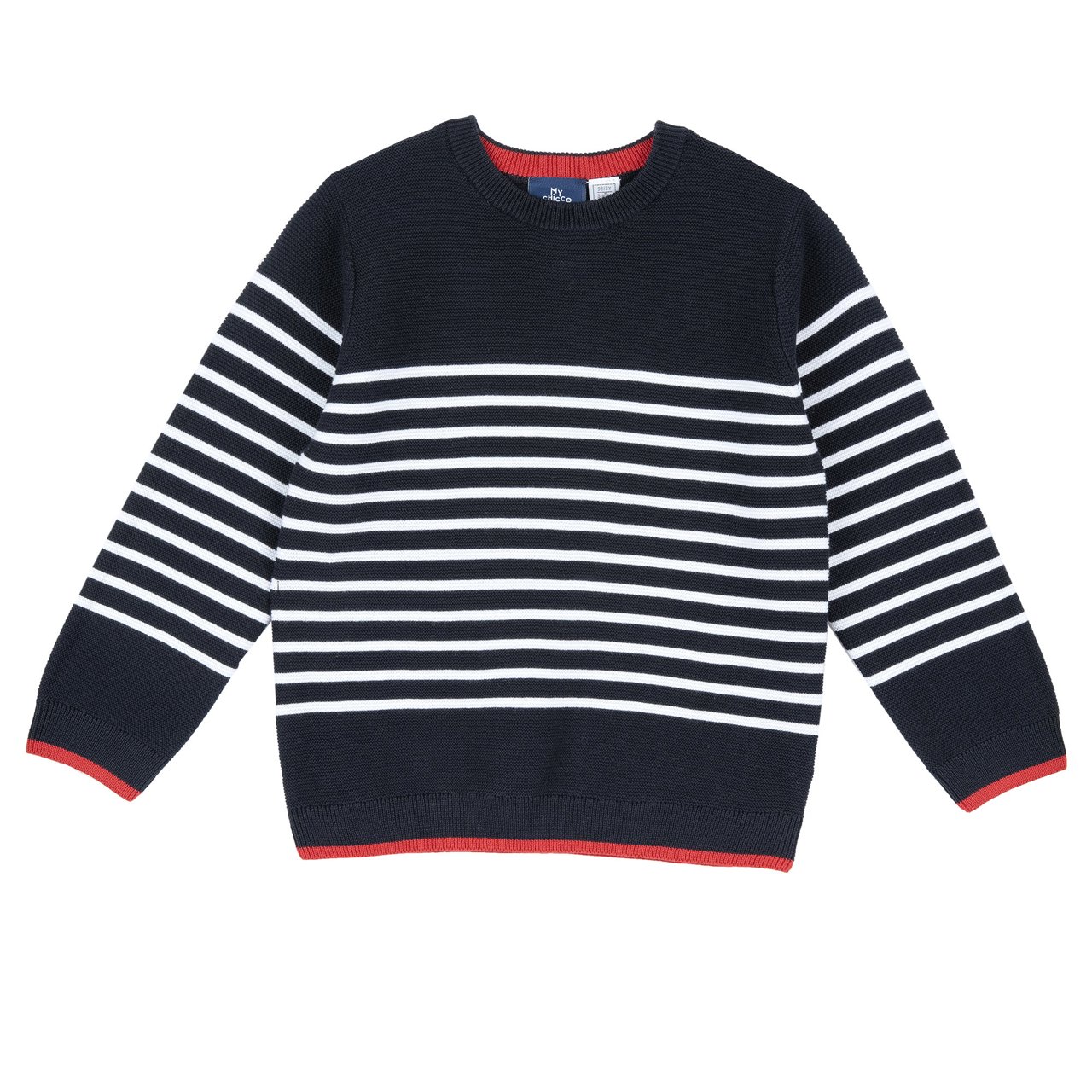 Marineblauer gestreifter Pullover