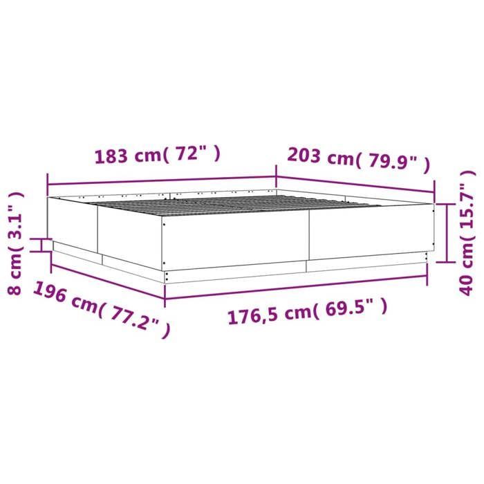 Estructura de cama vidaXL con luces LED, cama doble con somier de láminas, cama para dormitorio de adultos, moderna, blanca, 180x200 cm, 3209590
