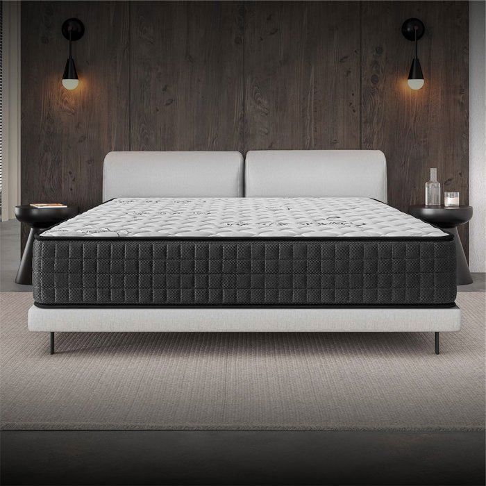 Colchón GAMMA 140x190 cm - 30 cm de grosor - Firme - 7 zonas de confort con espuma viscoelástica adaptativa - HR 35 kg - Látex azul - Lado verano/invierno