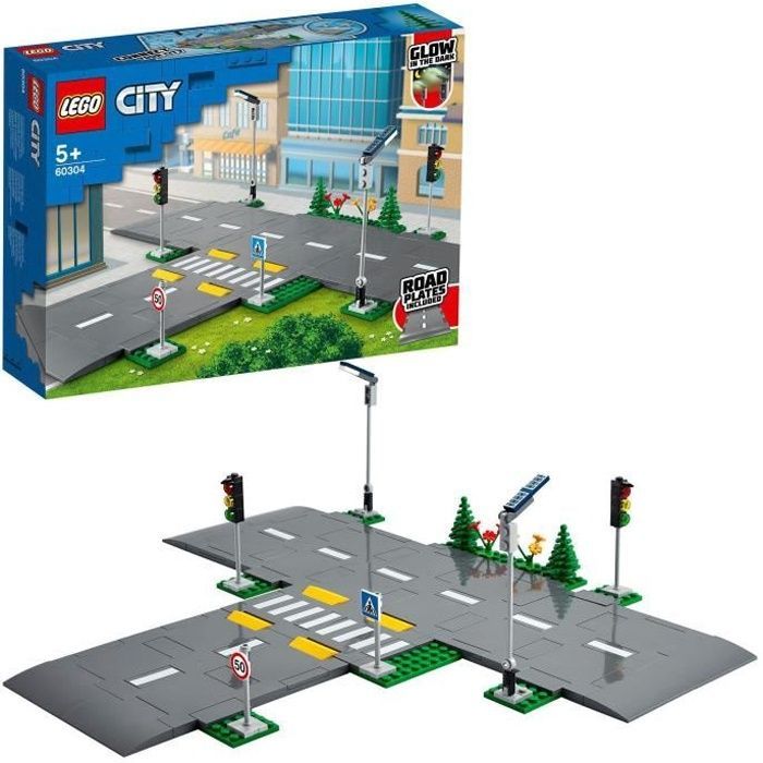 LEGO® City 60304 Intersection to assemble, City building set with signs and interlocking roads for boys or girls