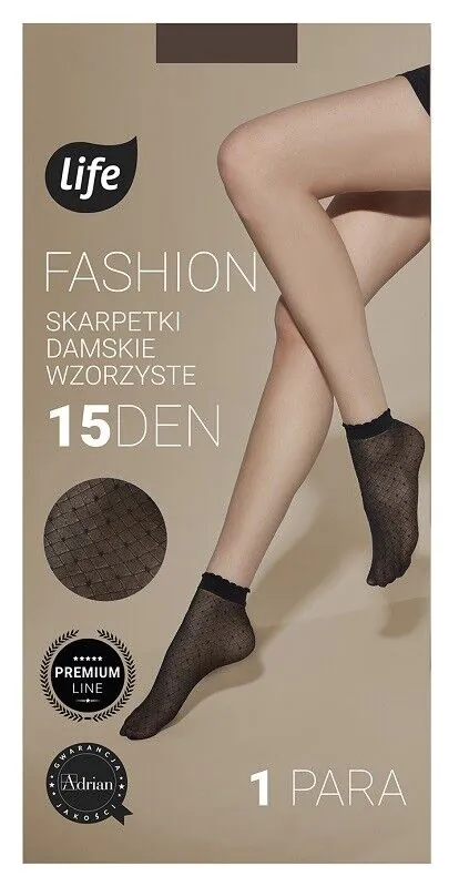 Life Skarpetki Damskie Wzór Romby + Kropeczki 15 Den Rozm. Uniwersalny Nero