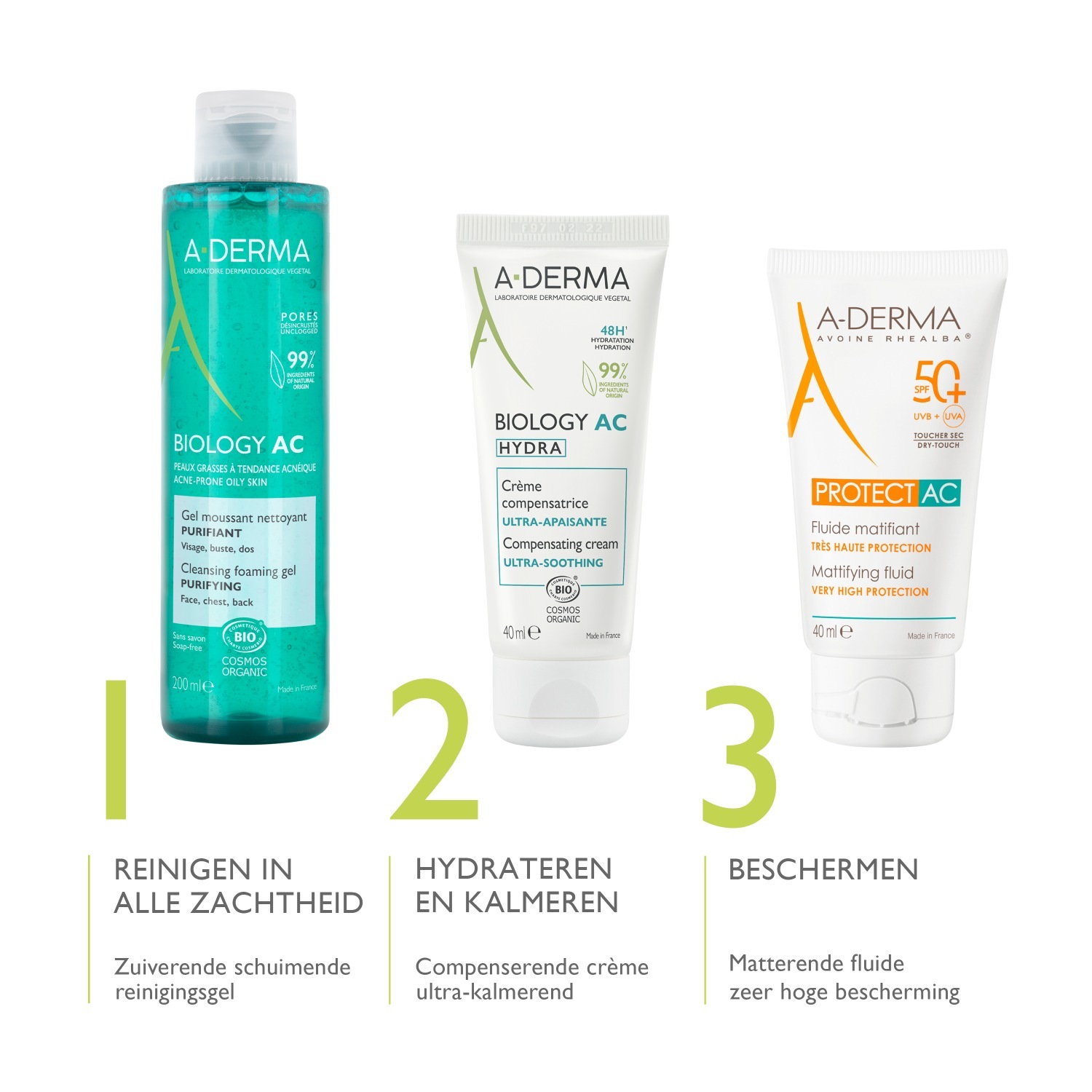 A-DERMA Biology AC Hydra Balancing Cream veido kremas - 40 ml