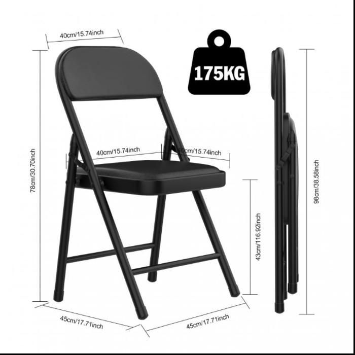 MIPAN.Chaise Pliante, Lot de 4 Chaises de conférence Pliantes en Cuir PU Douillet et Cadre en Acier de Jardin et de Camping-Style 2