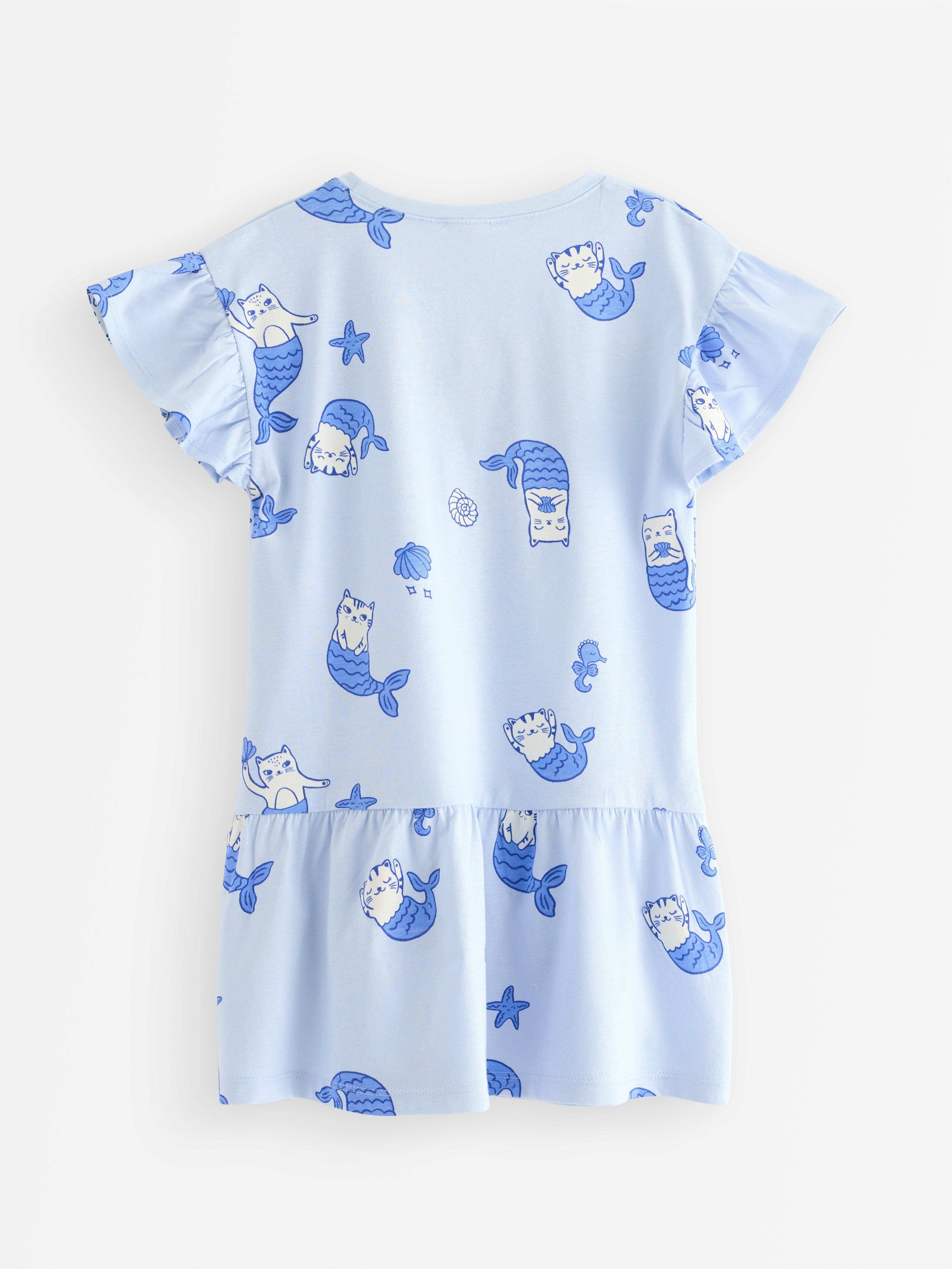 Vestido de manga corta azul claro