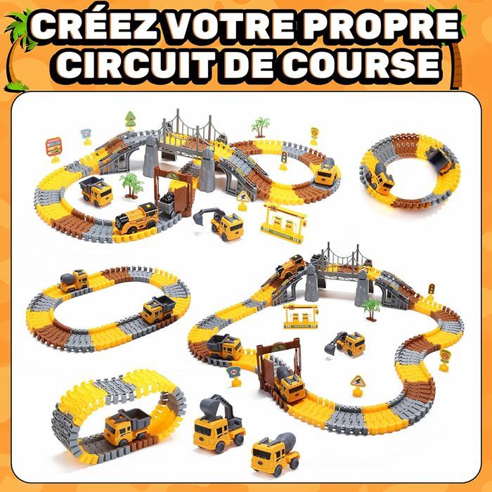 Circuito de carreras infantil, set de ingeniería MARSEE con pistas flexibles, para niños y niñas de 3 a 6 años (178 piezas)