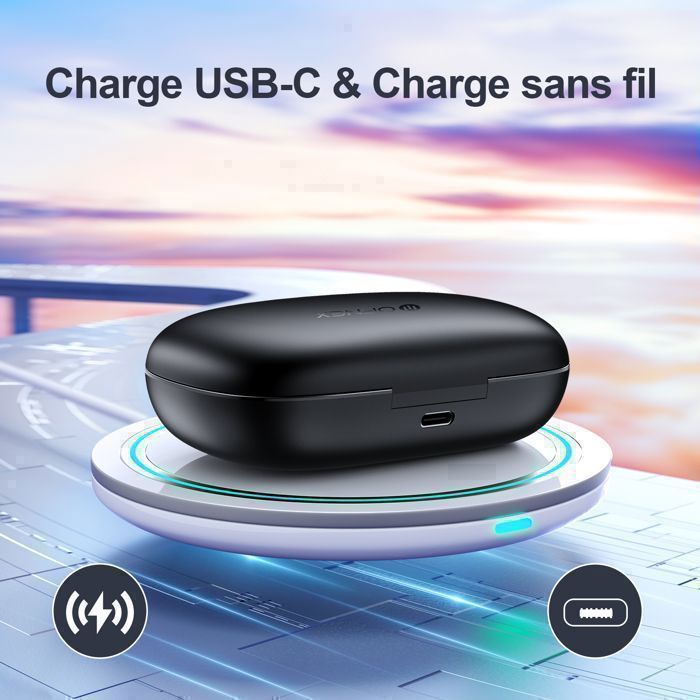 VEATOOL Wireless Bluetooth 5.3 Earbuds, 90H Battery Life, Wireless Charging, On-Ear, Waterproof, Deep Bass