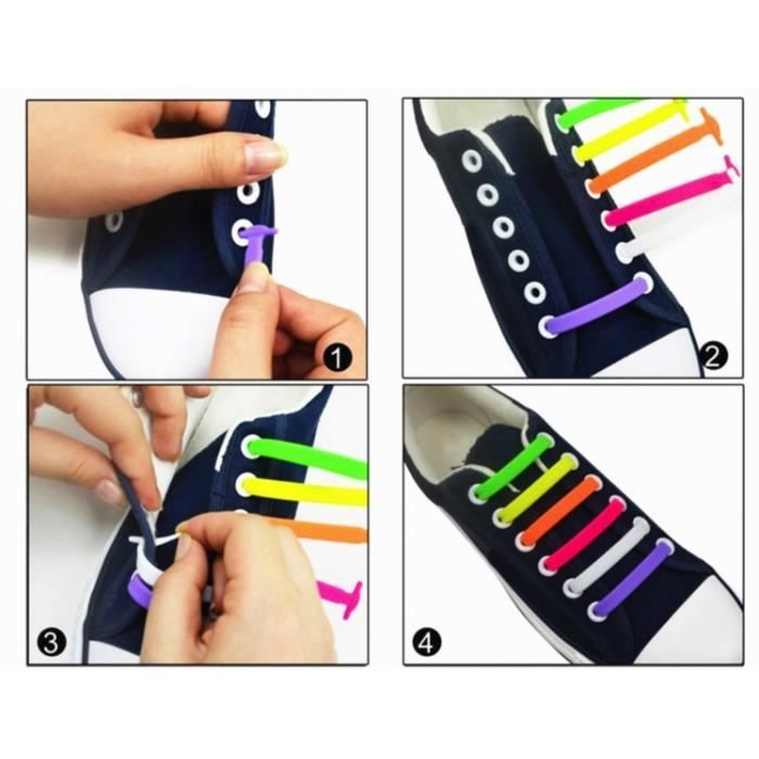 © France en Stock / 16 lacci elastici in silicone senza allacciatura (bianchi, per adulti e bambini)