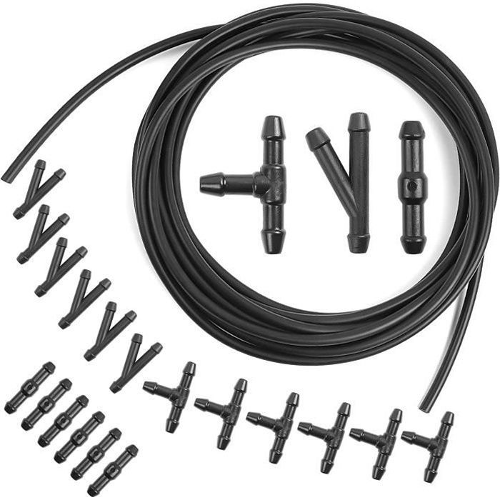 Kit de manguera para limpiaparabrisas, manguera universal de 6 metros para líquido limpiaparabrisas con 18 conectores y manguera rociadora.