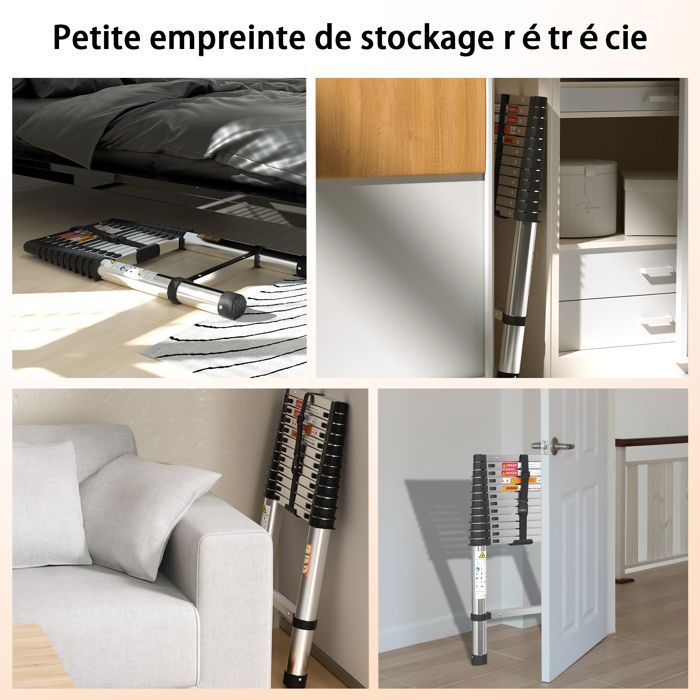 Portable telescopic ladder, 3.8-meter attic ladder, not easy to bend, easy to carry