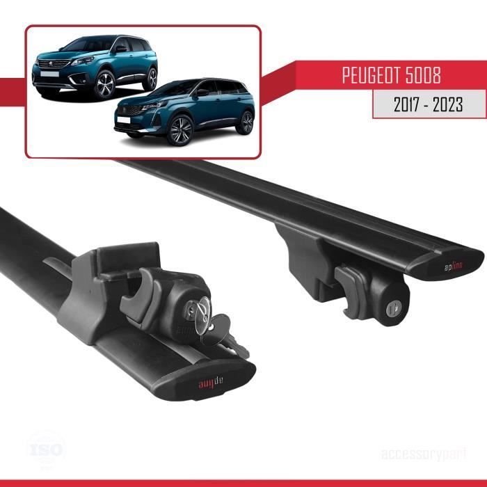 Barras de techo - Peugeot - 5008 - Aluminio - Negro - Con cerradura