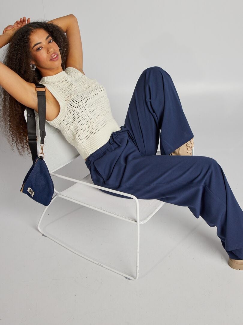 Mouwloze gebreide trui - BEIGE