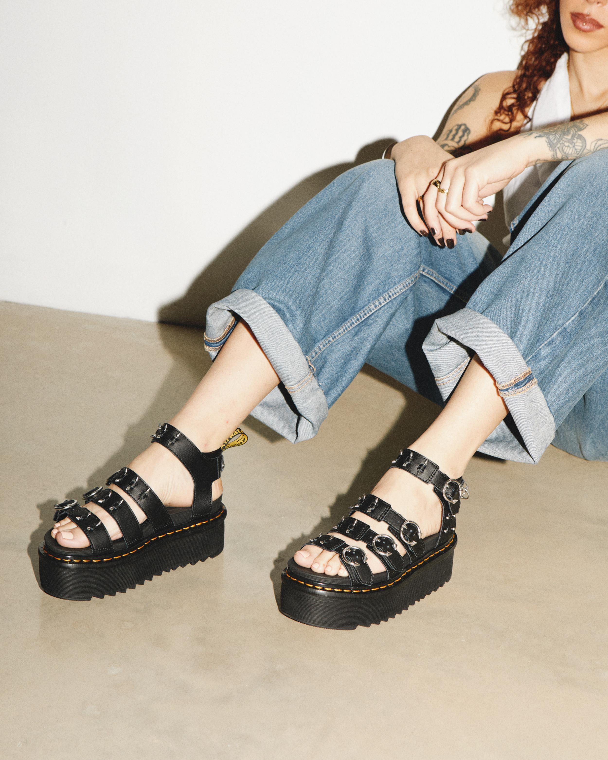 Blaire Piercing Leder Plateausandalen