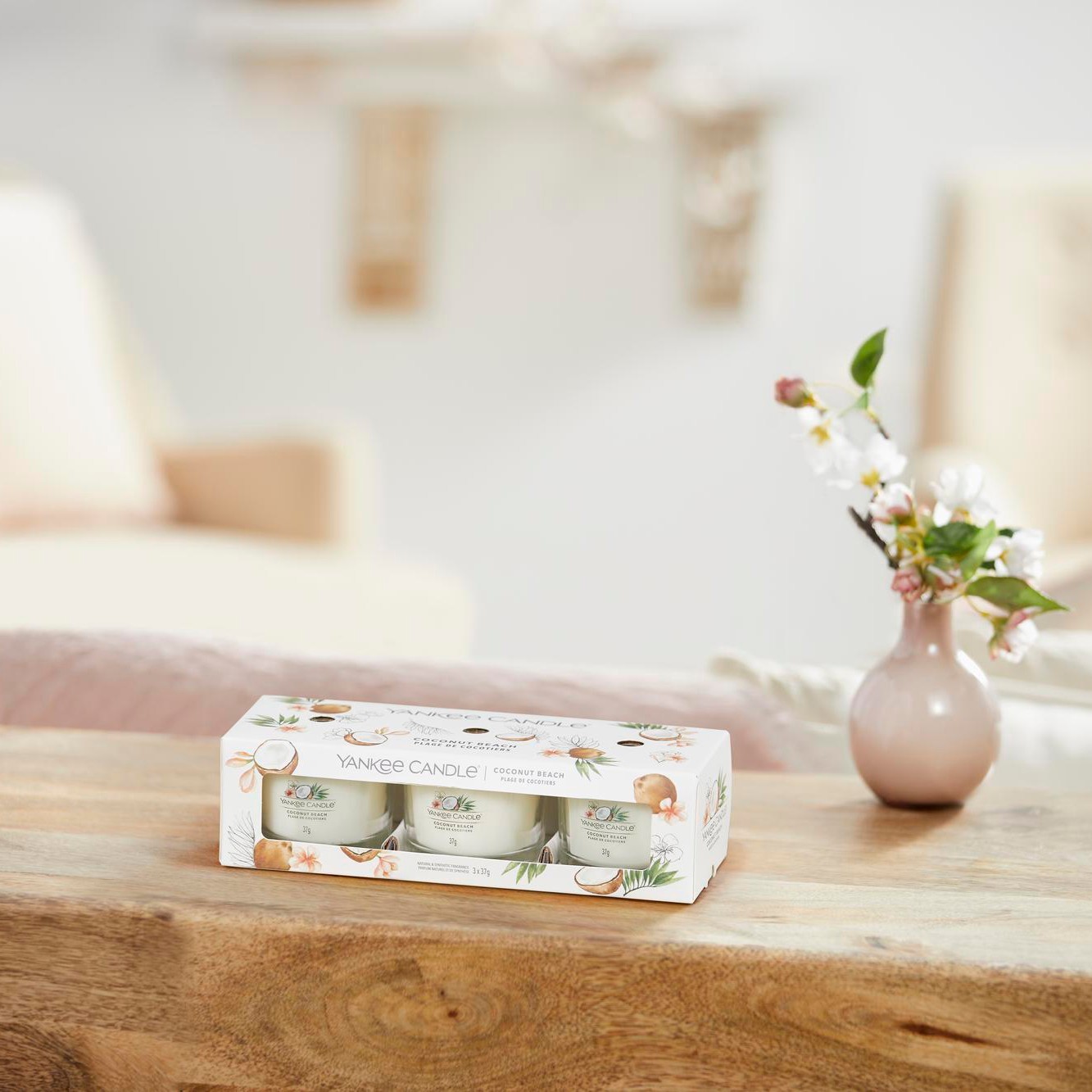 YANKEE CANDLE Coffret 3 Votives en Verre Plage de Cocotiers