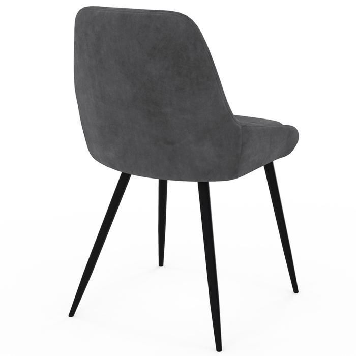 IDMARKET Set van 6 THALYA eetkamerstoelen in grijs fluweel