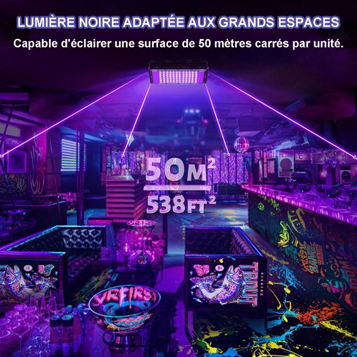 Proyector LED - Luz negra/morada - Lámpara UV - 100W - 395nm - IP66 - para Navidad, Halloween, fiestas neón, luces incandescentes, pintura corporal