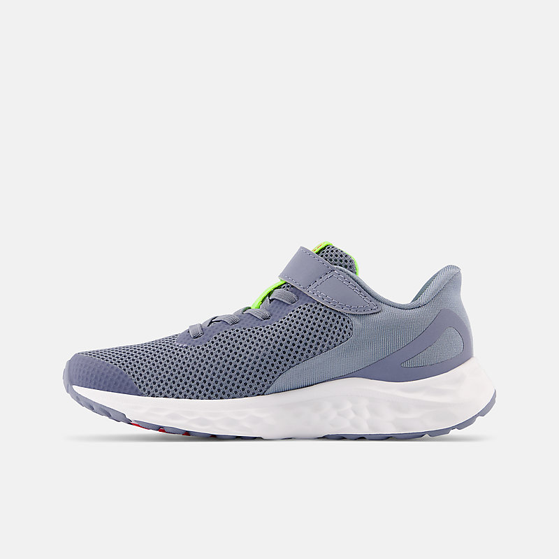 Παιδική θήκη παπουτσιών Arishi v4 Bungee Lace με Fresh Foam και λουράκι στο πάνω μέρος - Arctic Grey με Pixel Green και True Red