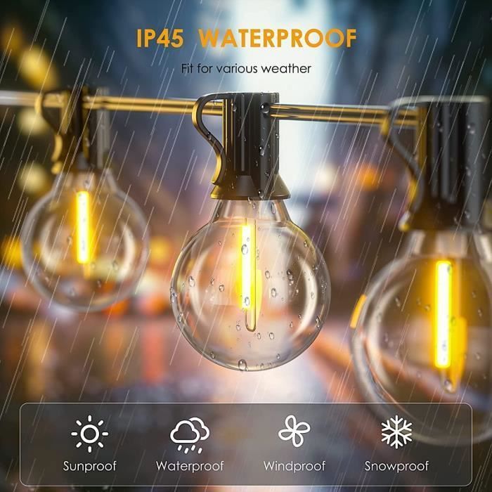 Guirlande Lumineuse - PZCC - 15,2M - 50 Ampoules G40 LED - Étanche IP45 - Blanc Chaud