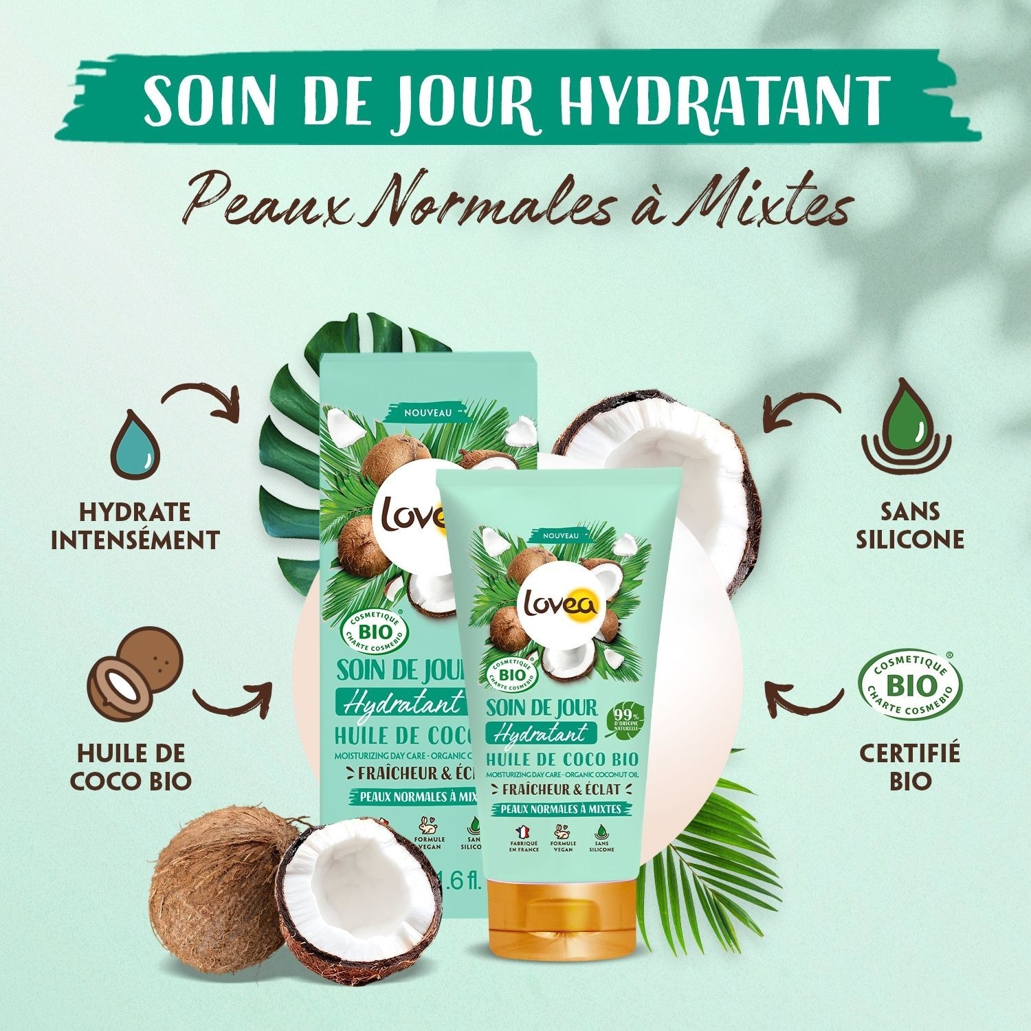 Lovea Soin de Jour Huile de Coco Bio CertifiéBIO
